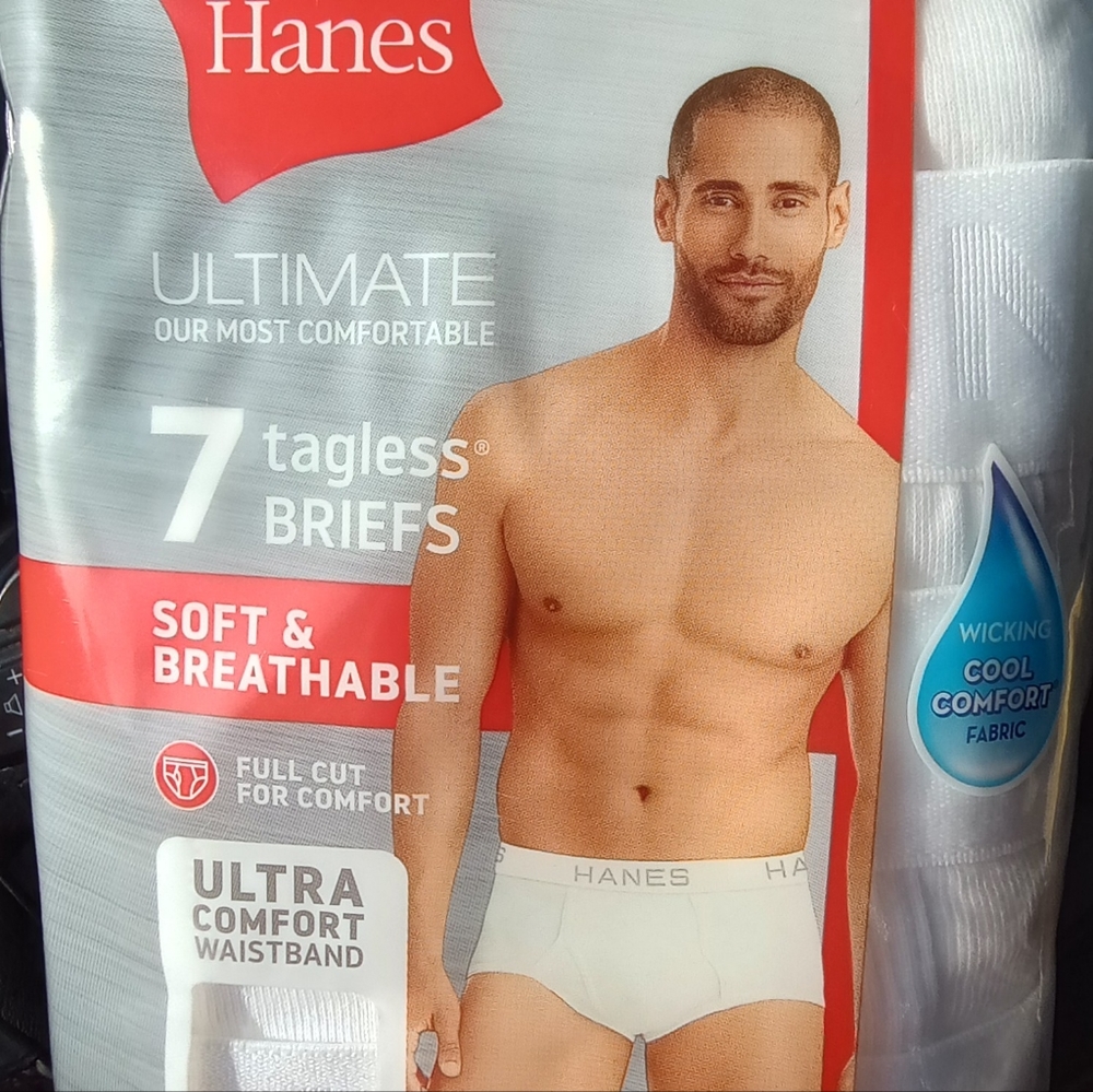Ready to ship-Men's Hanes ultimate tagless white briefs